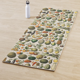 Vintage Französische Botanische Obstplakate Kunst Yogamatte