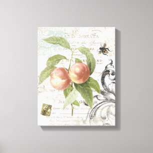 Vintage französische botanische Pfirsich mit gedeh Leinwanddruck