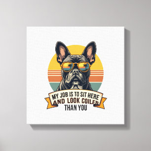 Vintage-Französische-Bulldogge-Sonnenbrille Mein J Leinwanddruck