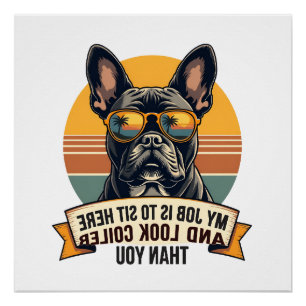 Vintage Französische Bulldogge Sonnenbrille Mein J Poster