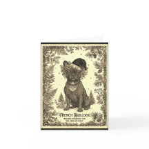 Vintage-Französische-Bulldogge-Weihnachtskarte mit