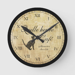 Vintage französische Café-Uhr Runde Wanduhr
