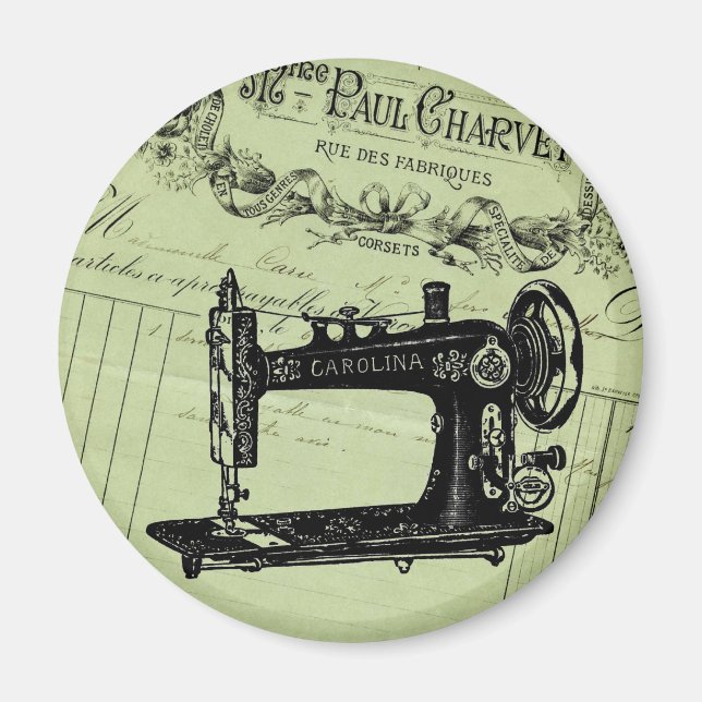 Vintage französische Chic-Nähmaschine Magnet (Vorne)