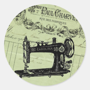 Vintage französische Chic Nähmaschine Runder Aufkleber