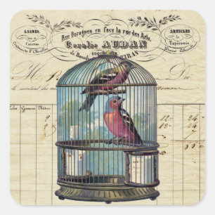 Vintage französische Chic Viktorianisch Birdcage  Quadratischer Aufkleber