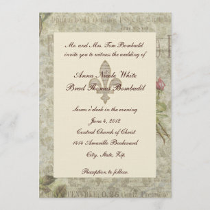 Vintage französische Collagen-Hochzeits-Einladung Einladung