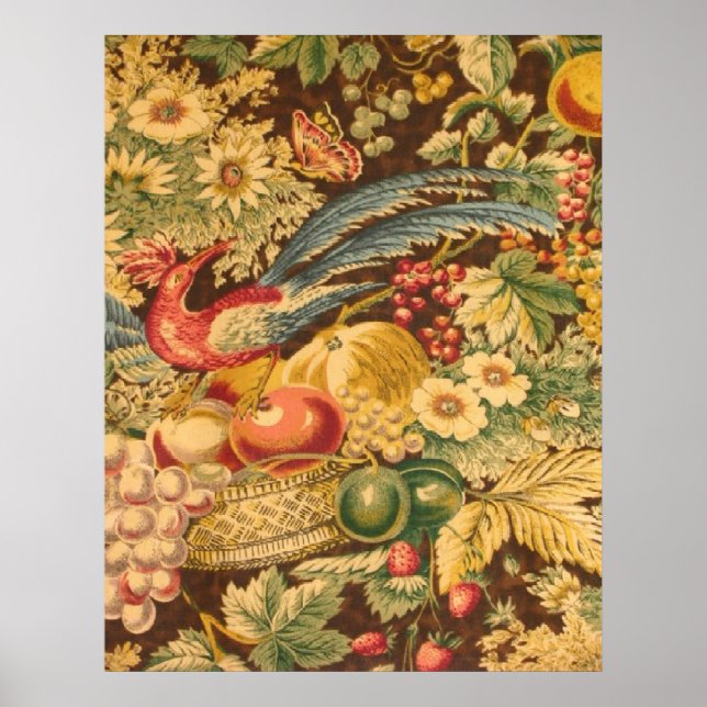 Vintage französische Country Bird Flora Kunstdruck Poster (Vorne)