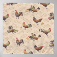 Vintage französische Country Roosters Kunstdrucke