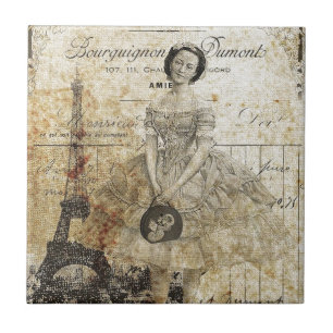 Vintage französische Dame Fliese