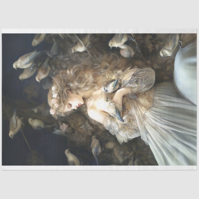 Vintage Französische Dame im Burg Seidenpapier (Vorderseite)