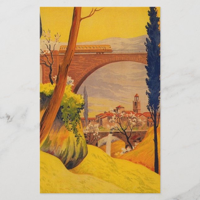 Vintage französische Eisenbahn Briefpapier (Vorderseite)