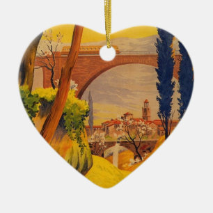 Vintage französische Eisenbahn Keramikornament