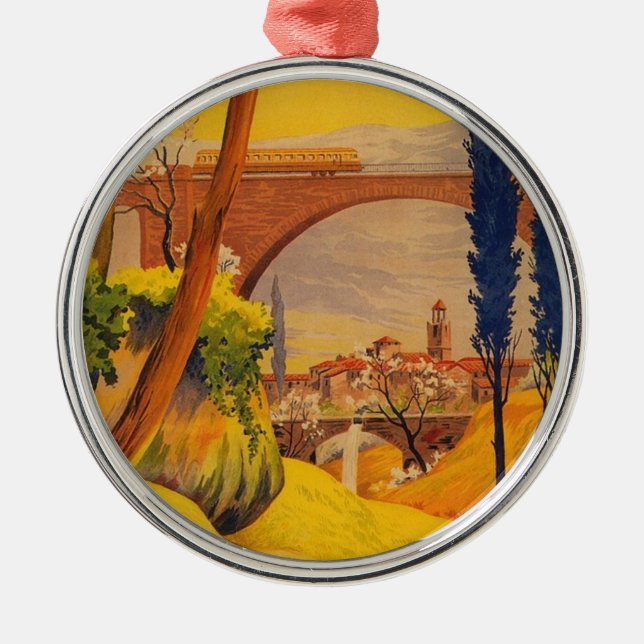 Vintage französische Eisenbahn Silbernes Ornament (Vorne)