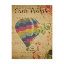 Vintage französische Ephemera Hot Air Ballon Flora