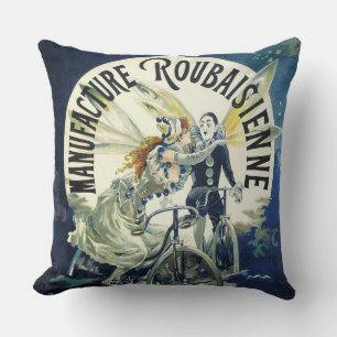 Vintage französische Fahrradwerbung Kissen
