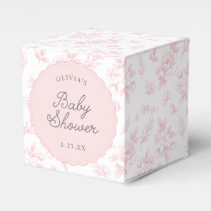 Vintage französische florale rosa geschweifte Baby Geschenkschachtel
