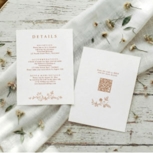 Vintage französische florale Terrakotta-Hochzeitsd Begleitkarte