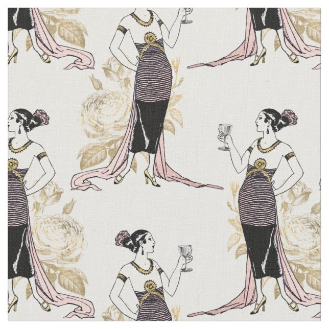 Vintage französische Frau mit Wein in Weiß Stoff (Nahaufnahme)