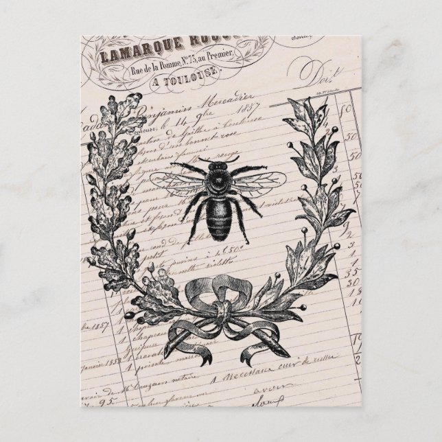 Vintage französische Honigbiene Postkarte (Vorderseite)