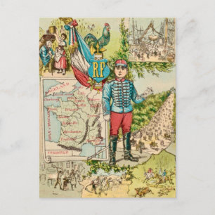 Vintage französische Illustration Postkarte