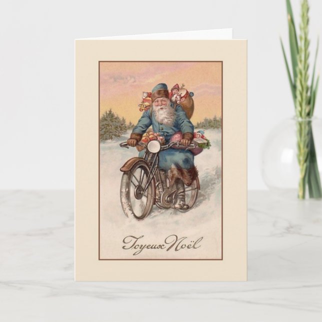 Vintage französische Joyeux Noël Weihnachtskarte Feiertagskarte (Vorderseite)