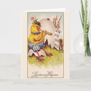 Vintage französische Joyeys Pâques Ostercard Feiertagskarte