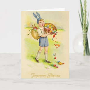 Vintage französische Joyeys Pâques Ostercard Feiertagskarte