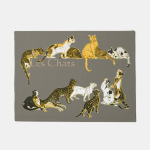 Vintage französische Katzen Les Chat-Kunst Fußmatte