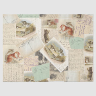 Vintage-Französische-Katzen-Postkarten-Tissue-Papi Seidenpapier