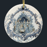 Vintage französische Kinderkrippe | Christmas Keramik Ornament<br><div class="desc">Dieser Weihnachtsschmuck besticht durch eine wunderschöne Weihnachtskrippe in einem alten,  bedrückten französischen Rahmen.</div>
