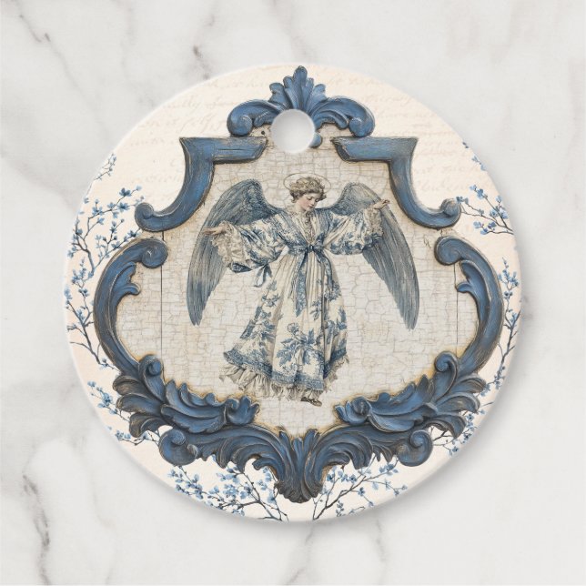 Vintage französische Kinderkrippe | Weihnachtsgel Geschenkanhänger (Vorderseite)