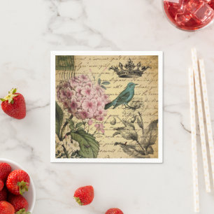 Vintage französische Land Botanical Paris Teeparty Serviette