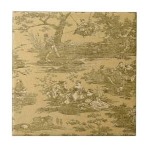 Vintage französische Land-ButterKeramik-Fliese Fliese