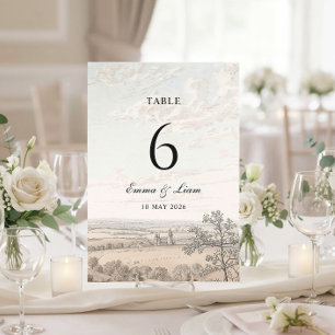 Vintage französische Landtoile-Hochzeit Tischnummer