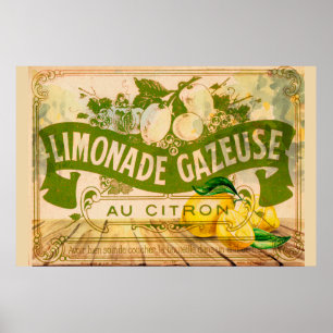 Vintage französische Lemonade Summer Citrus Lemons Poster