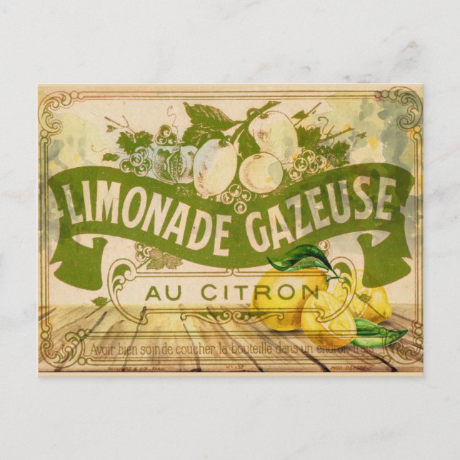 Vintage französische Lemonade Summer Citrus Lemons Postkarte (Vorderseite)