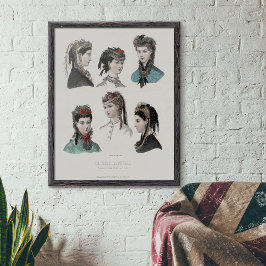 Vintage französische Mode Illustration Women in Ha Poster