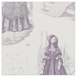 Vintage französische Mode Toile lila und weiß Stoff