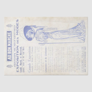 Vintage französische Mode und Dekoupage der blauen Seidenpapier