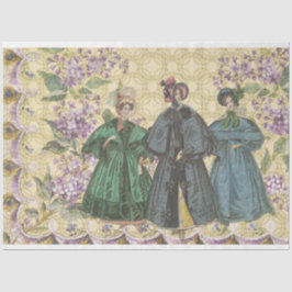 Vintage französische Mode und Lilac-Blume Decoupag Seidenpapier