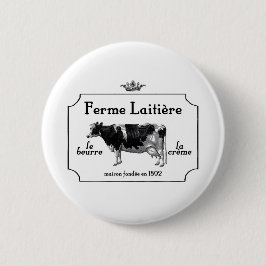 Vintage französische Molkerei mit Vintager Kuh Button