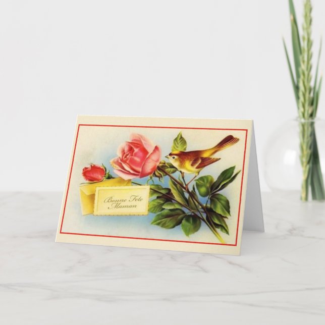 Vintage französische Mutter Geburtstagskarte Karte (Vorderseite)