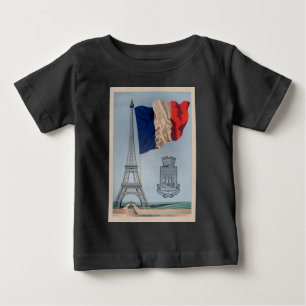 Vintage französische Nationalflagge und Eiffelturm Baby T-shirt