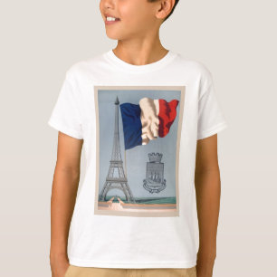 Vintage französische Nationalflagge und Eiffelturm T-Shirt
