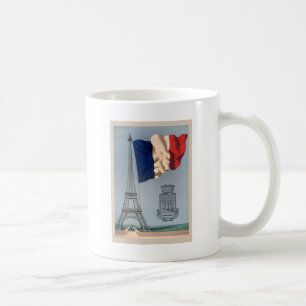 Vintage französische Nationalflagge und Eiffelturm Tasse