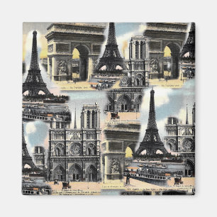 Vintage französische Paris Reise Collage Eiffeltur Magnet