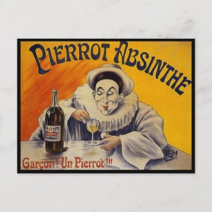 Vintage französische Pierrot Absinthe-Werbung Postkarte