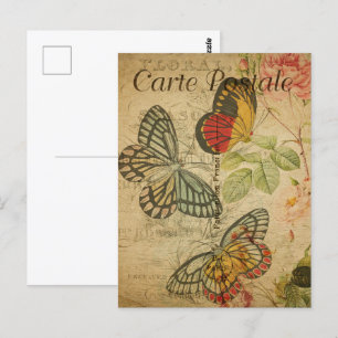 Vintage französische Postkarte, Schmetterlingsdars Postkarte