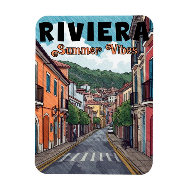 vintage, Französische Riviera Magnet (Vertikal)