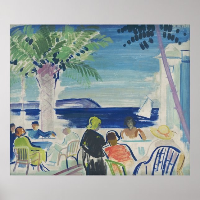 Vintage französische Riviera Print, Palmen und Mee Poster (Vorne)